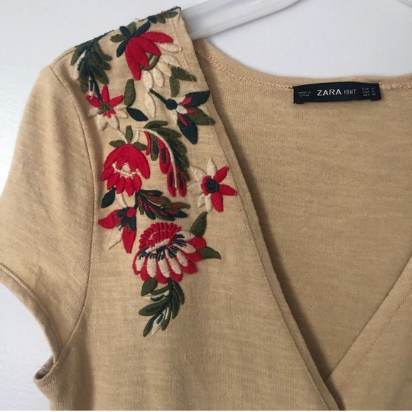 ZARA Embroidered Knit Faux Wrap Dress Medium Boho Festival Western M Rodeo - Picture 6 of 12